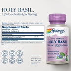 Solaray Albahaca Santa 1000 mg - Tulsi Adaptogeno con Ácido Ursólico - Suplemento Vegano