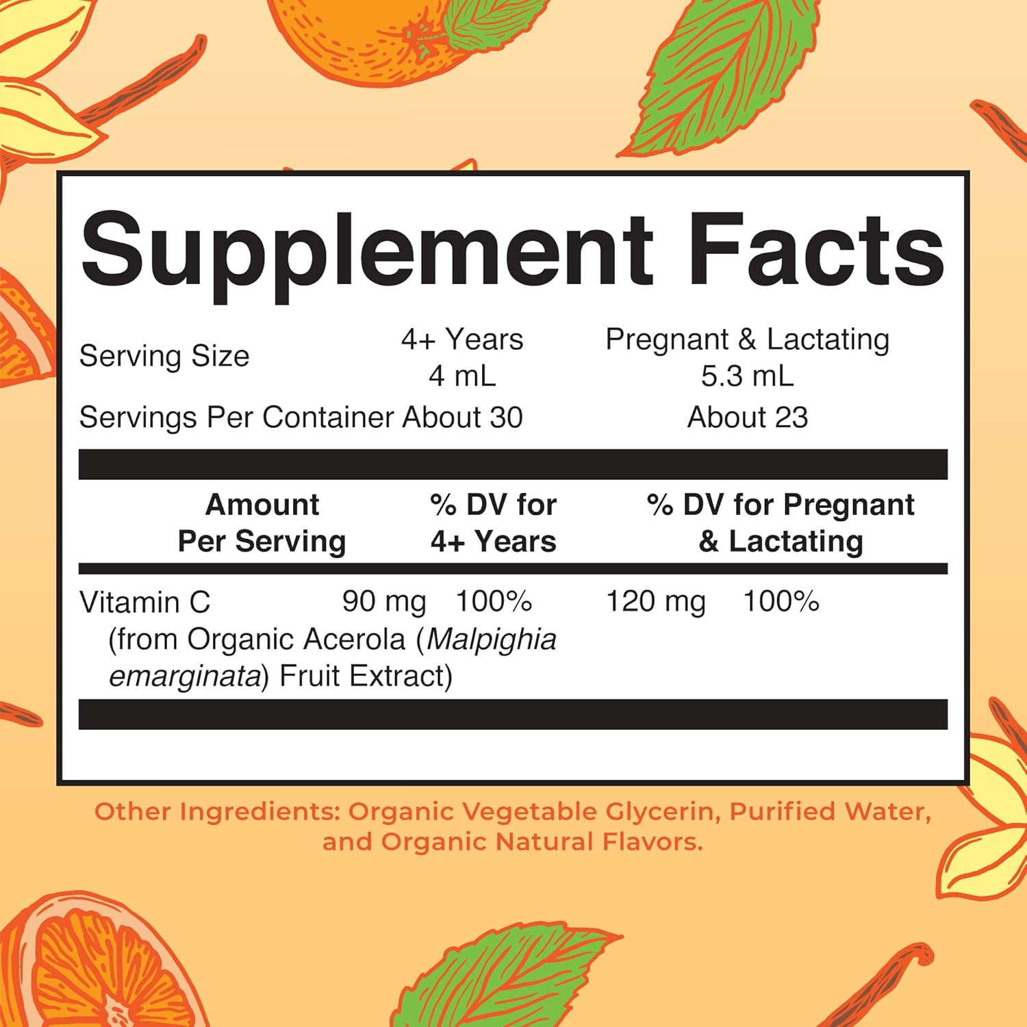 Suplemento de Vitamina C Líquida Orgánica de MaryRuth's - Gotas de Acerola - 118 ml