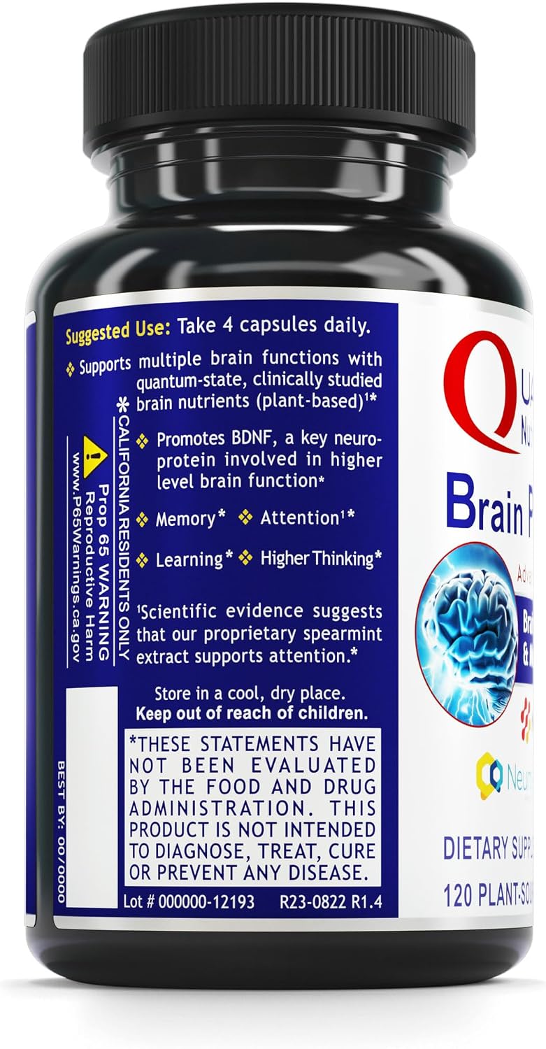 Quantum Nutrition Labs Brain Prodigy - Complemento para Memoria y Concentración - 120 Cápsulas Vegetarianas