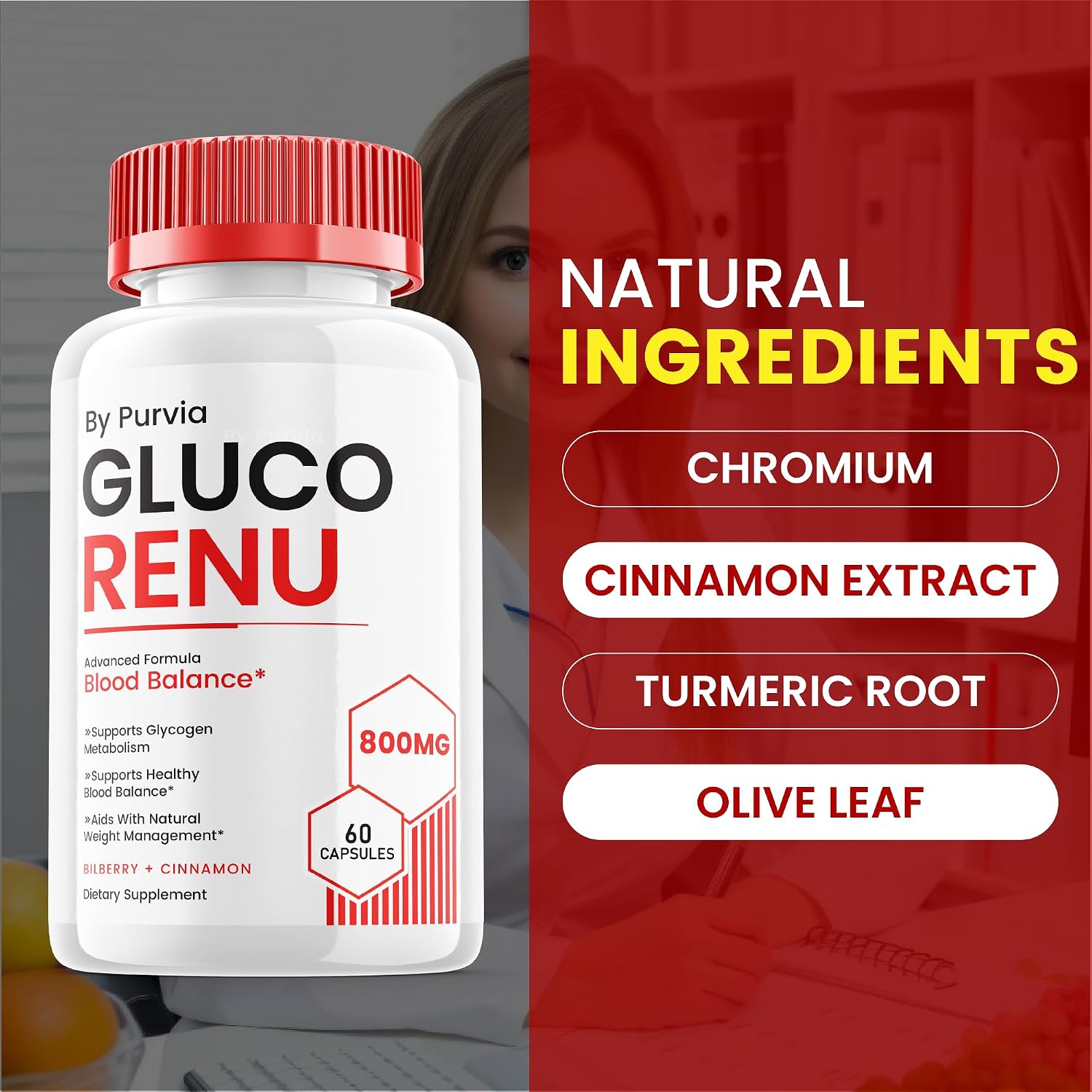 Gluco Renu - Cápsulas de Fórmula Avanzada para el Bienestar General, 60 Cápsulas