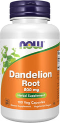 NOW Foods Raíz de Diente de León (Taraxacum officinale) 500 mg, 100 Cápsulas Vegetales
