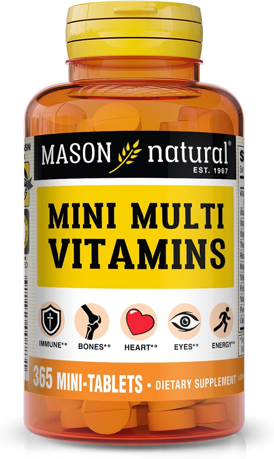 MASON NATURAL Mini Multivitamin with Iron and 12 Key Nutrients, 1 Year Supply