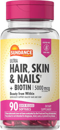 Sundance Hair, Skin & Nails Complex - Biotina 5000 mcg, 90 Cápsulas Blandas