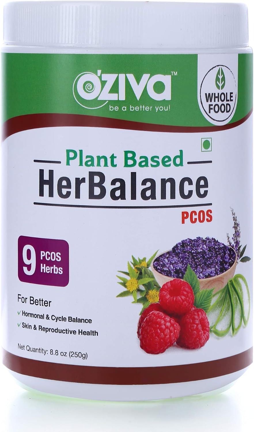 OZIVA HerBalance PCOS - Suplemento a base de plantas para el equilibrio hormonal