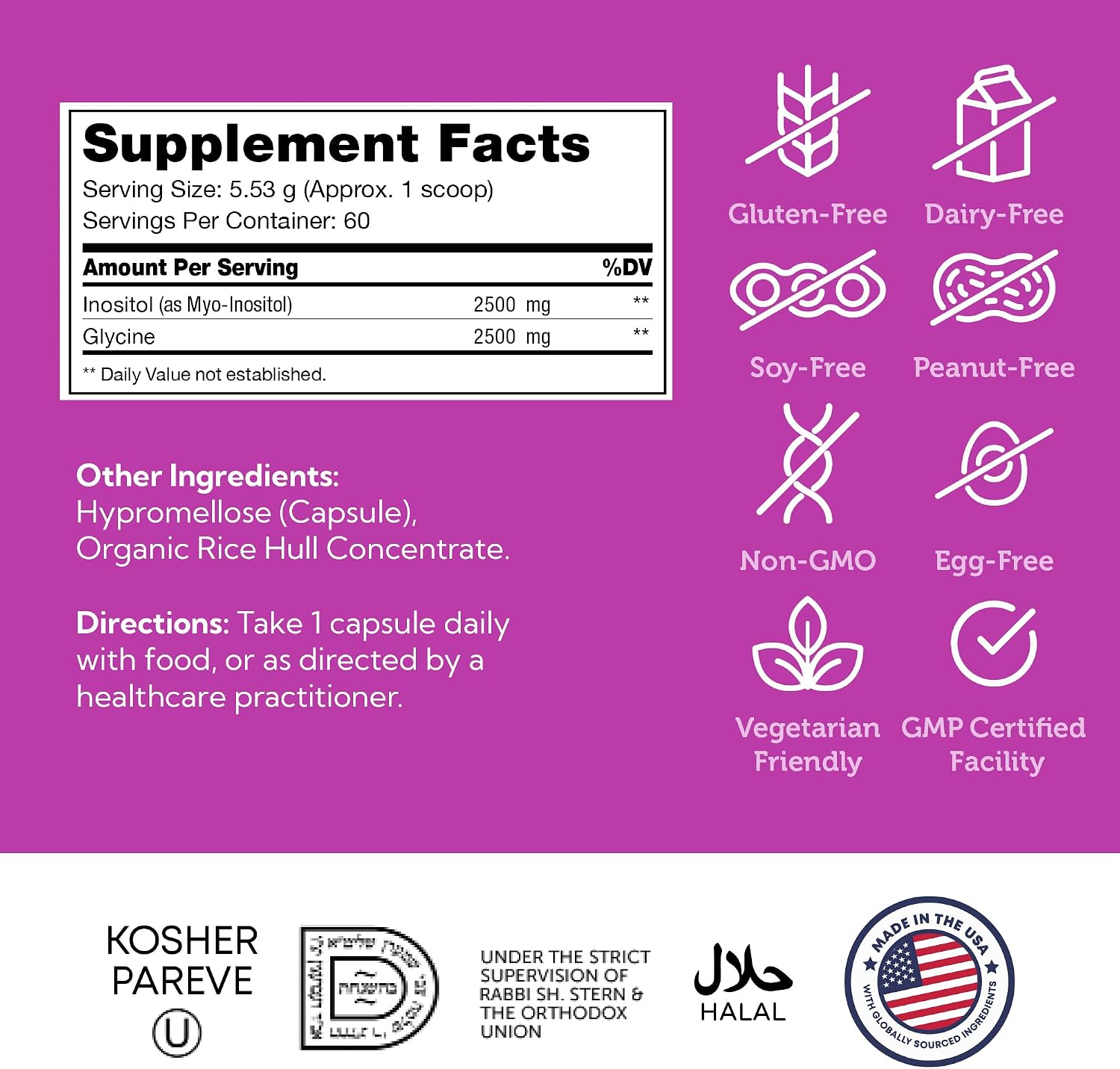 Zahler Inositol 1000mg - 120 Cápsulas - Complemento Alimenticio para el Bienestar General