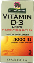 Nature's Answer Vitamina D3 Gotas 4000 UI en Aceite de Oliva Virgen Extra