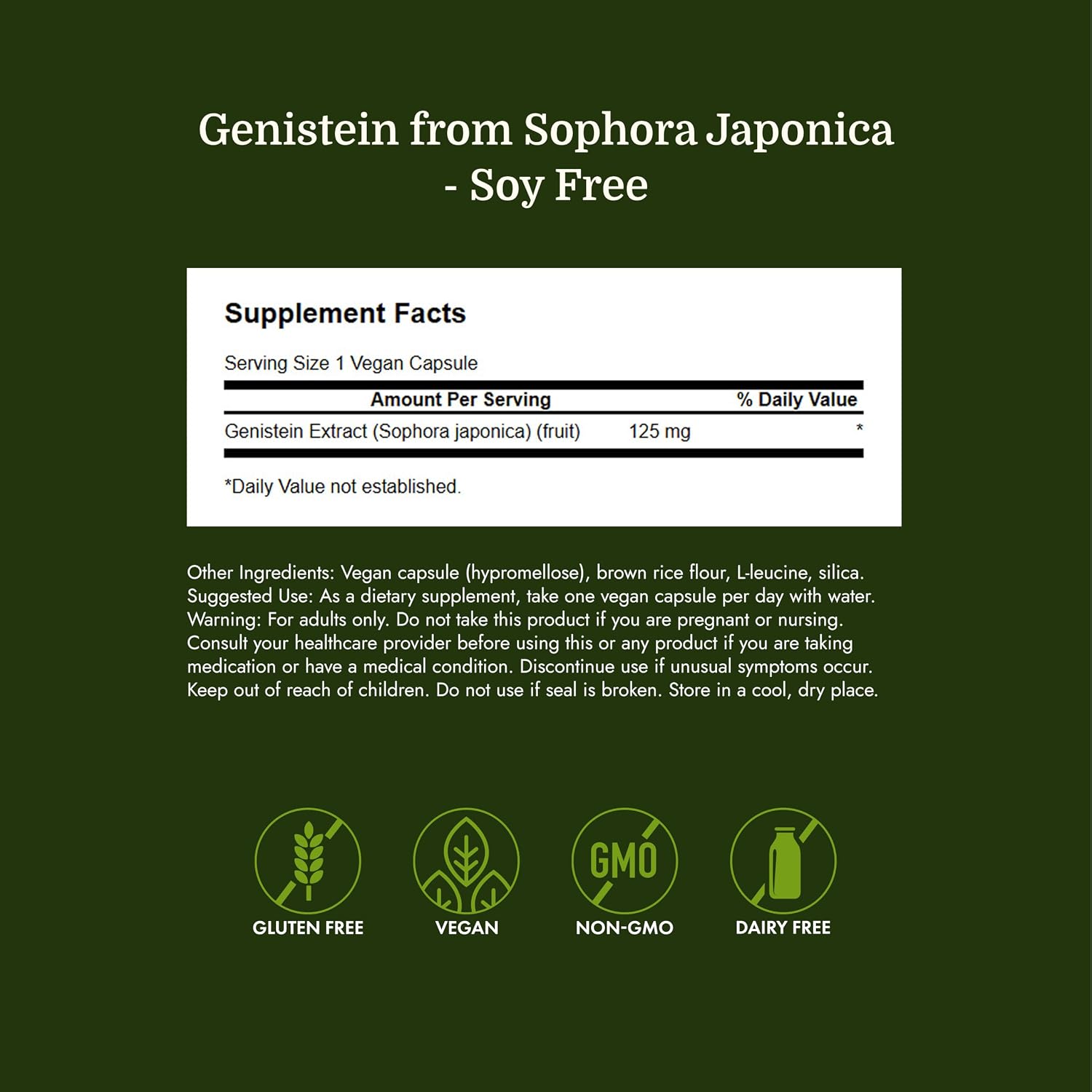 Swanson Genisteina sin soja 125 mg - 60 cápsulas veganas