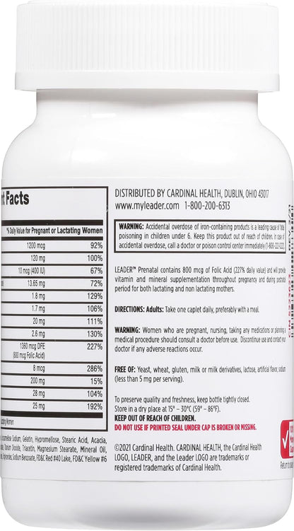 Leader Multivitamínico Prenatal con Ácido Fólico 800 mcg y Hierro, 200 Caplets (2 Envases de 100) – Image 4