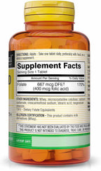 Mason Natural Ácido Fólico 400 mcg, 100 Comprimidos (Pack de 3)