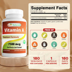 Best Naturals Vitamina A 25000 UI (7500 mcg) – 180 Cápsulas Blandas