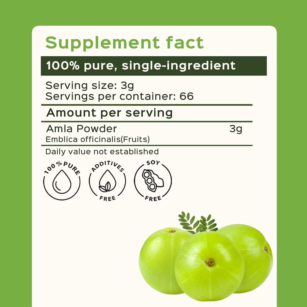 bixa BOTANICAL Amla (Amalaki) Powder - Indian Gooseberry - Rich in Natural Vitamin C - 200g