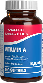 Vitamina A 10000 UI - Suplemento de Aceite de Hígado de Bacalao con Retinoides de Amplio Espectro - 100 Cápsulas Blandas - Anabolic Laboratories