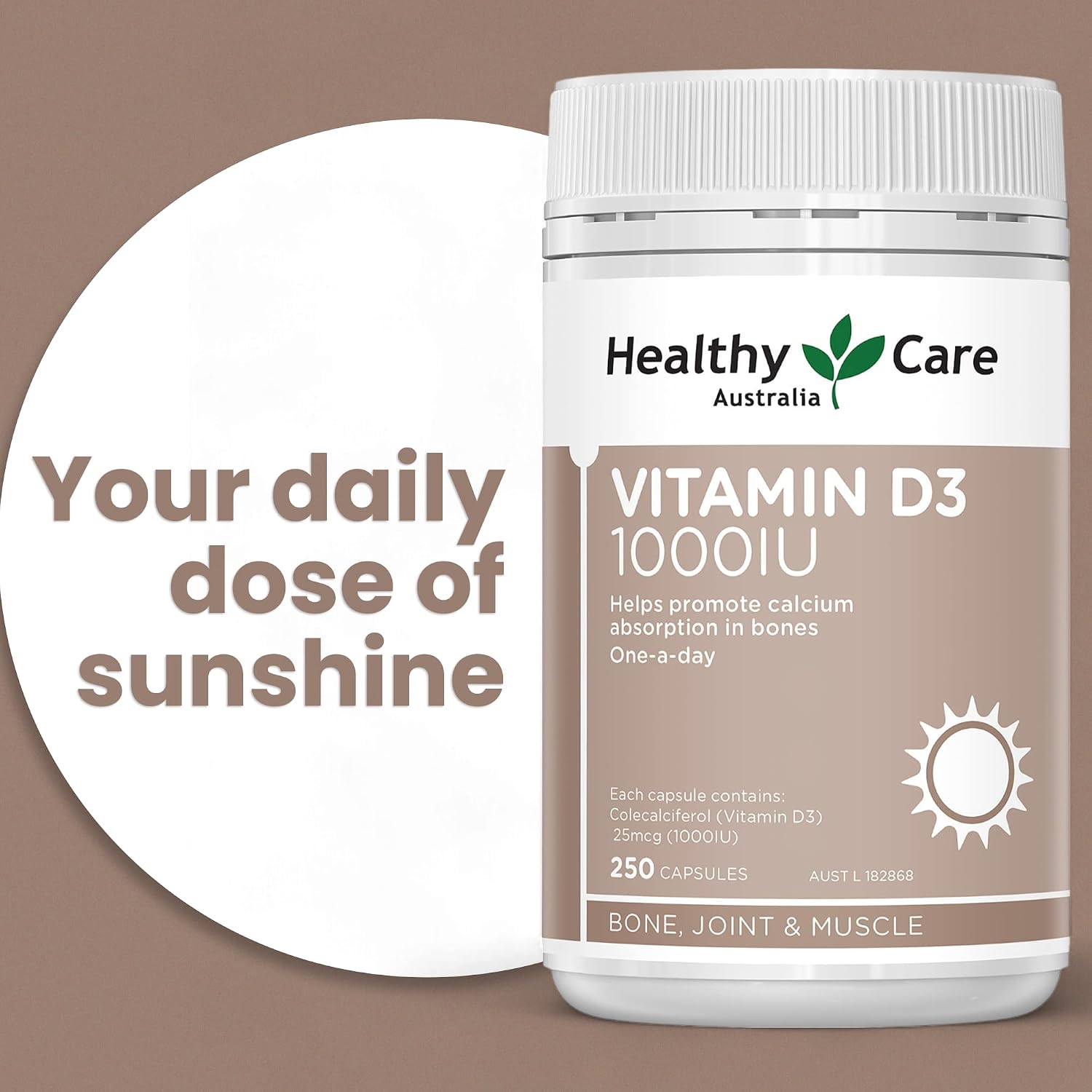 Healthy Care Vitamina D3 1000 UI 250 cápsulas blandas