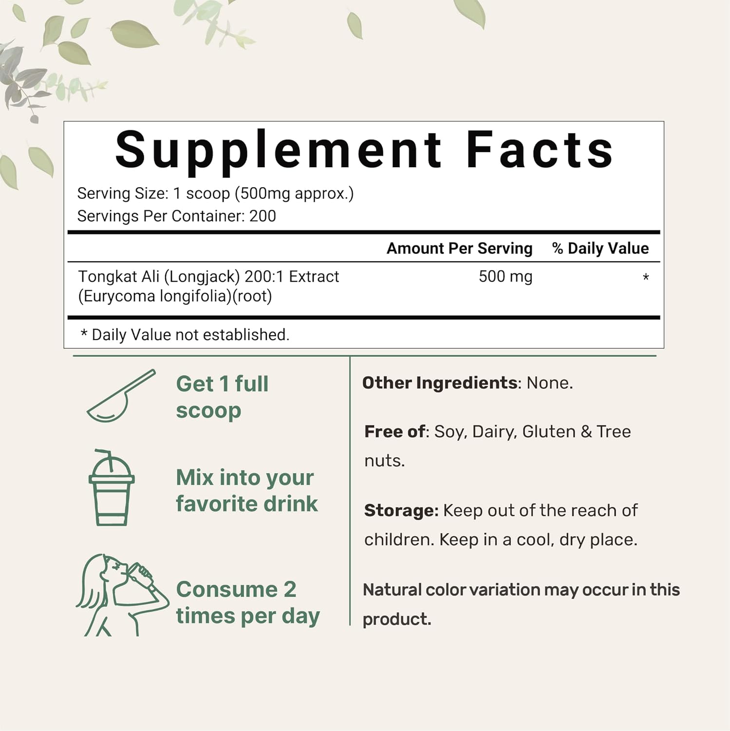 Micro Ingredients Tongkat Ali Extracto 200:1 en Polvo para Hombres (100g) - Eurycoma longifolia (Longjack) Raíz | Suplemento Herbal Concentrado | No OGM, Sin Gluten