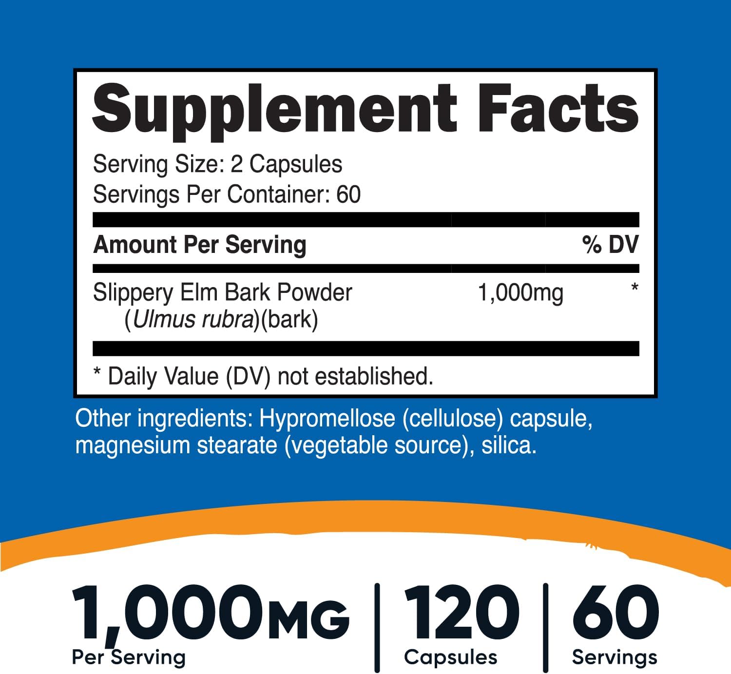 Nutricost Corteza de Olmo en Cápsulas - 1000mg por Ración, 120 Cápsulas - No-GMO, Sin Gluten, Vegetariano