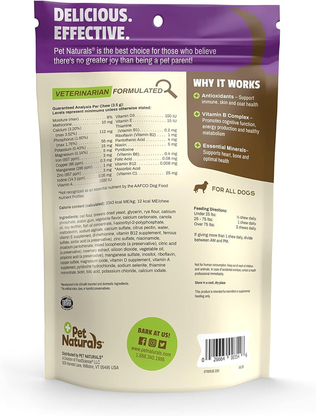 Pet Naturals Multivitamínico Diario para Perros, Sabor Vegetal, 30 Chews
