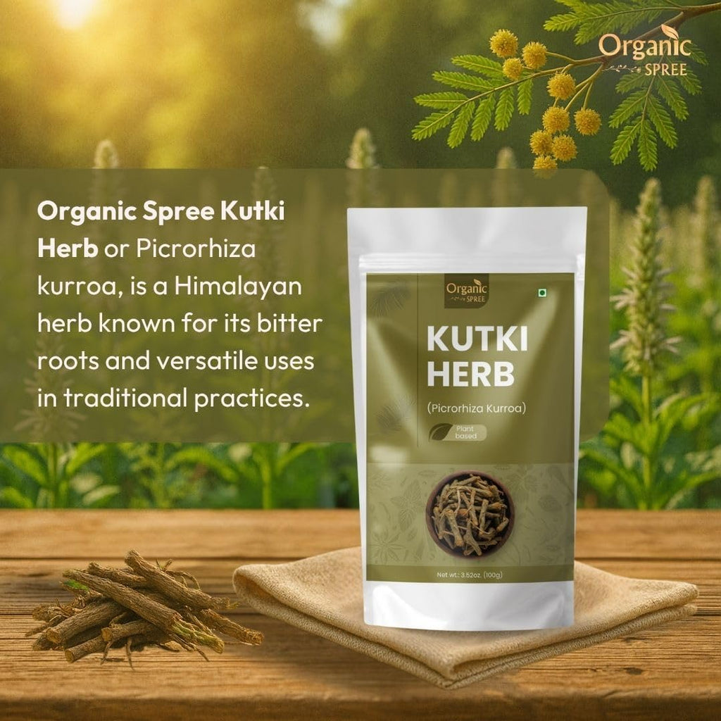 ORGANIC SPREE Kutki Herb 100g (3.52oz) Picrorhiza Kurroa | Katuka Rohini | Puro y Natural - Pack de 2