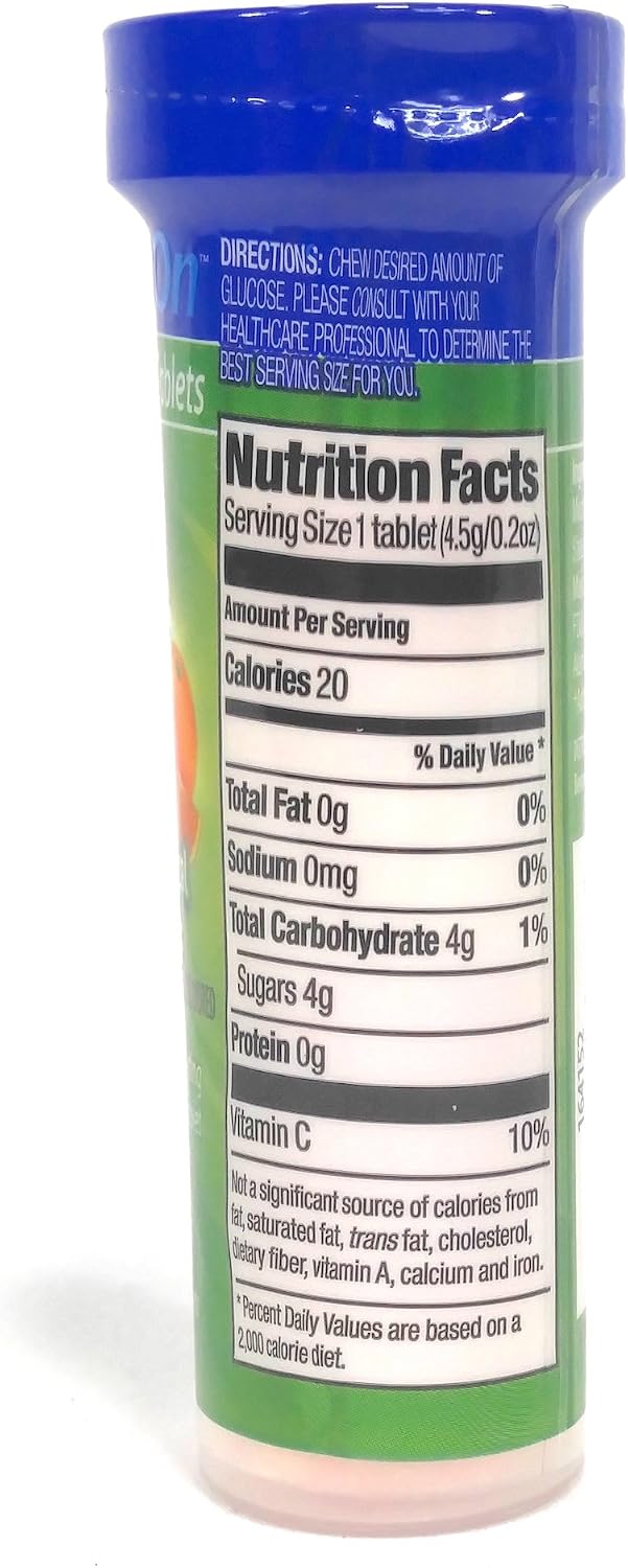 ReliOn Glucosa Tropical Fruit Tabletas, Tubo para Llevar, 10 Tabletas