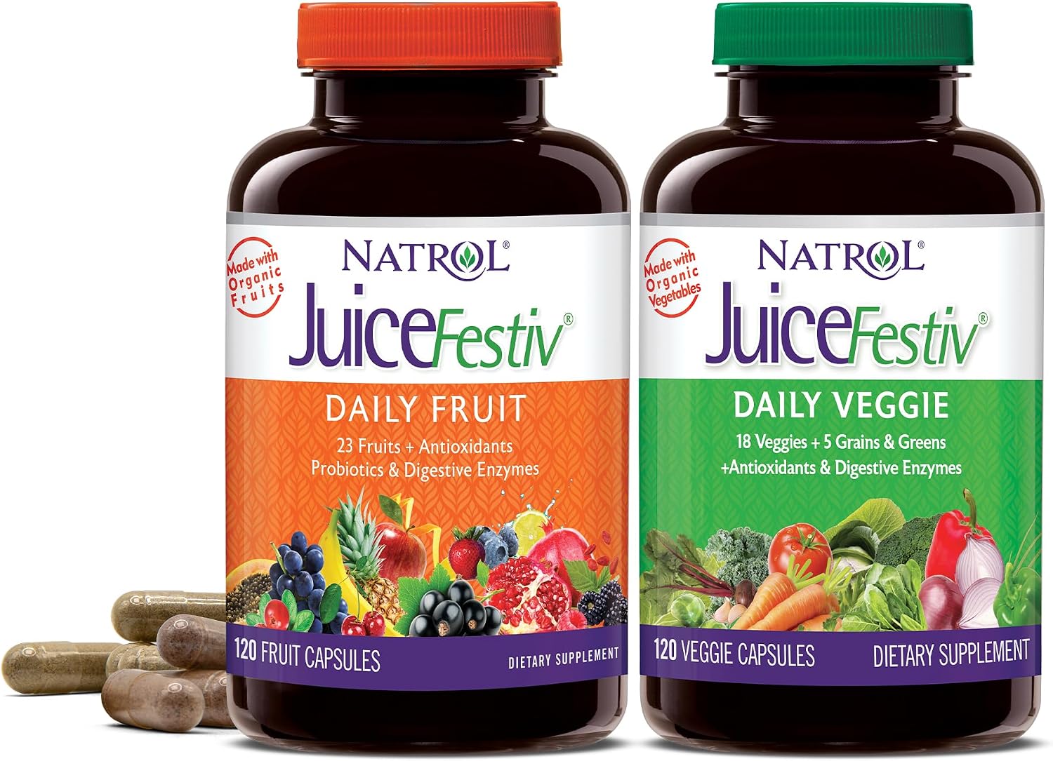 Natrol JuiceFestiv Fruit & Veggie - 120 Capsules (2 Bottles)