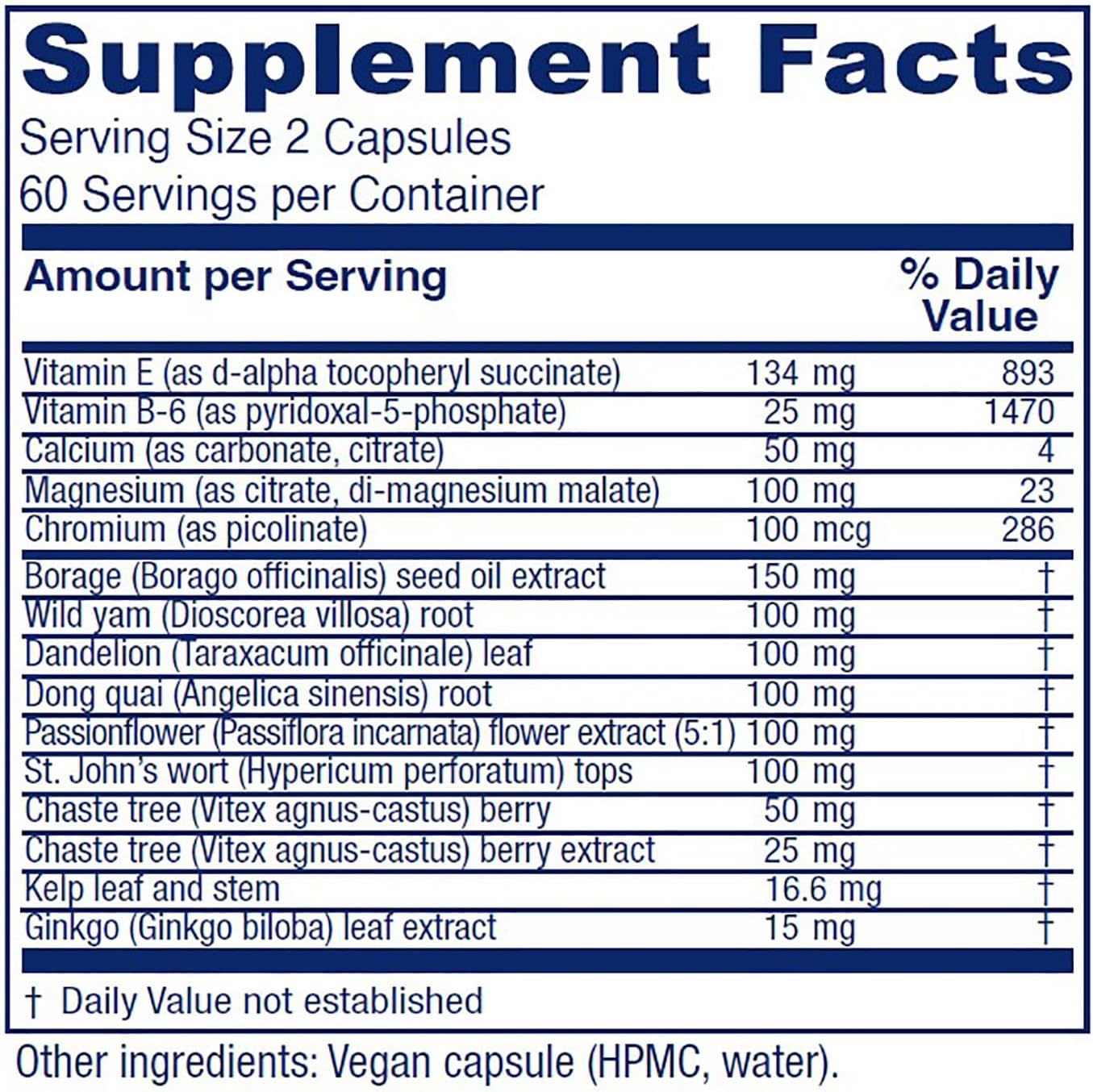 Vitanica Women's Phase I - Apoyo Premenstrual Vegano, 120 Cápsulas