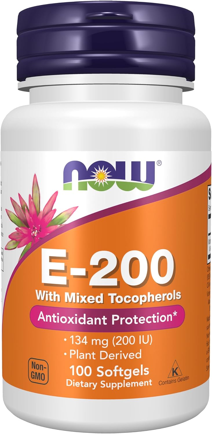 Vitamina E 200 UI con Tocoferoles Mixtos - 100 Cápsulas Blandas - NOW Foods