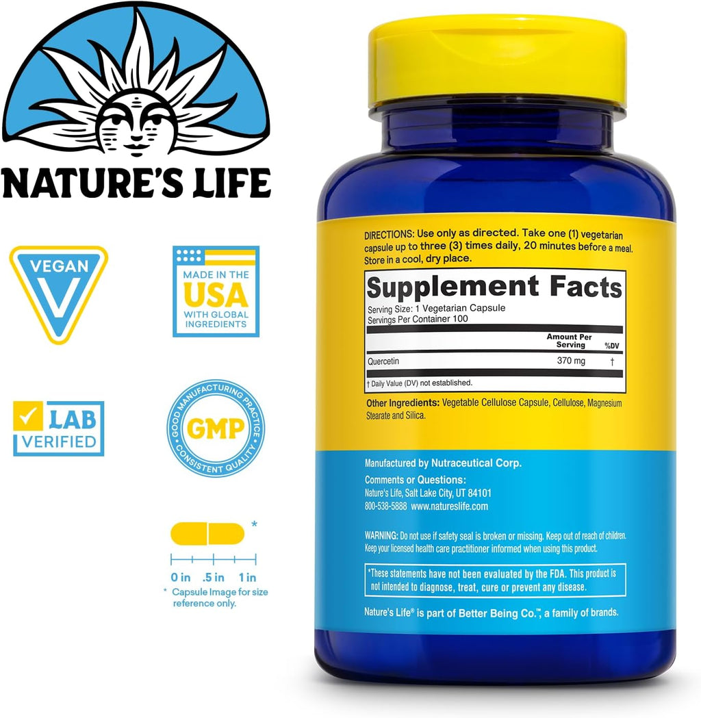 Nature's Life Quercetina Fortificante 370 mg - 100 Cápsulas Vegetarianas