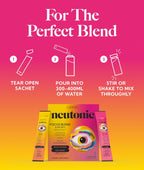 Neutonic Nootropic Focus Blend | 32 Sticks | Sabor Mango Melocotón y Bayas Silvestres | Sin Cafeína
