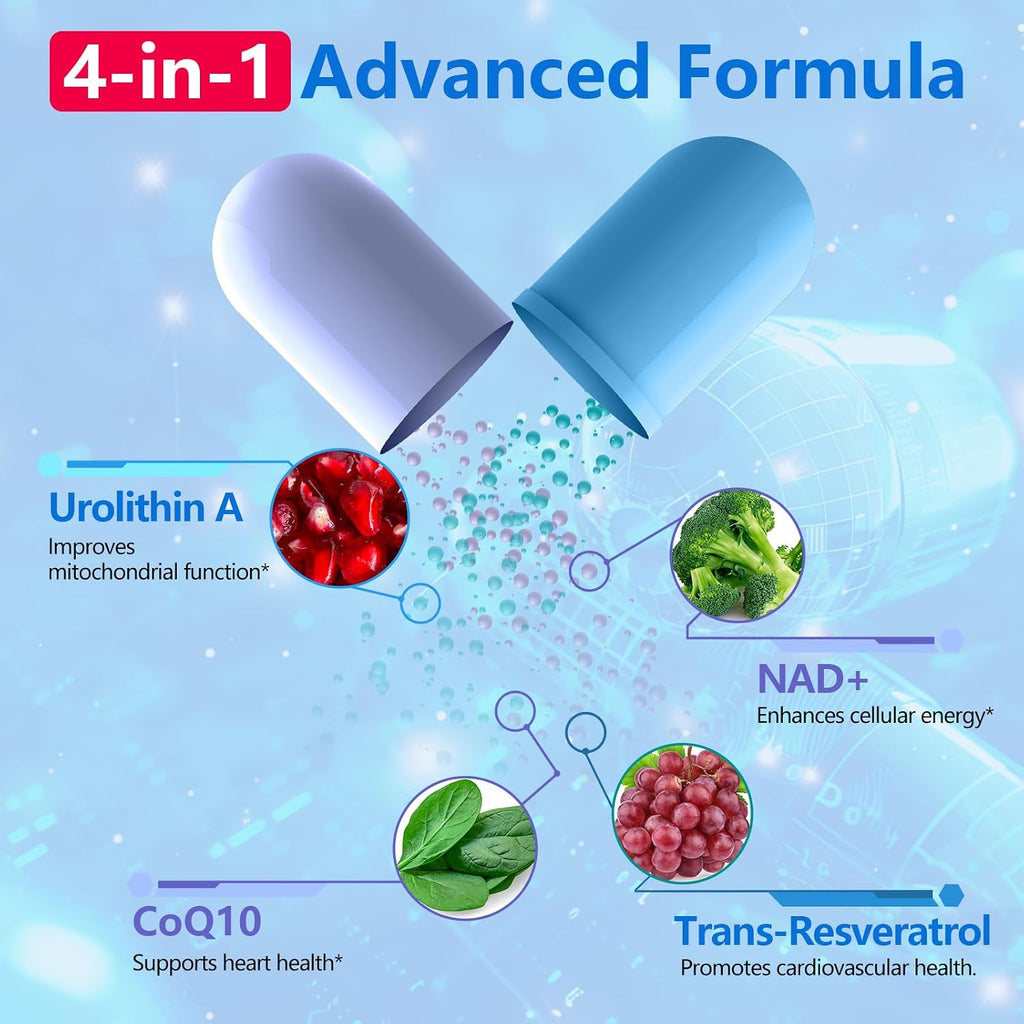 inGreens Urolithin A 1000mg con NAD+, CoQ10 y Resveratrol (5 Paquetes)