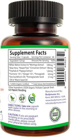 Bodymune Blood Sugar Blend – Suplemento orgánico de apoyo metabólico – con melón amargo, moringa y aceite de semilla negra – 66 cápsulas – USDA Orgánico, Vegano, No GMO