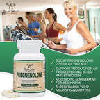 Pregnenolona 100 mg por dosis (Convertido a progesterona) - Probado por terceros - 120 Cápsulas (50 mg por cápsula) No transgénico - Double Wood