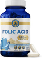 Vykee Nutrition Ácido Fólico 1850 mcg DFE - Complemento Prenatal Vegano 120 Cápsulas