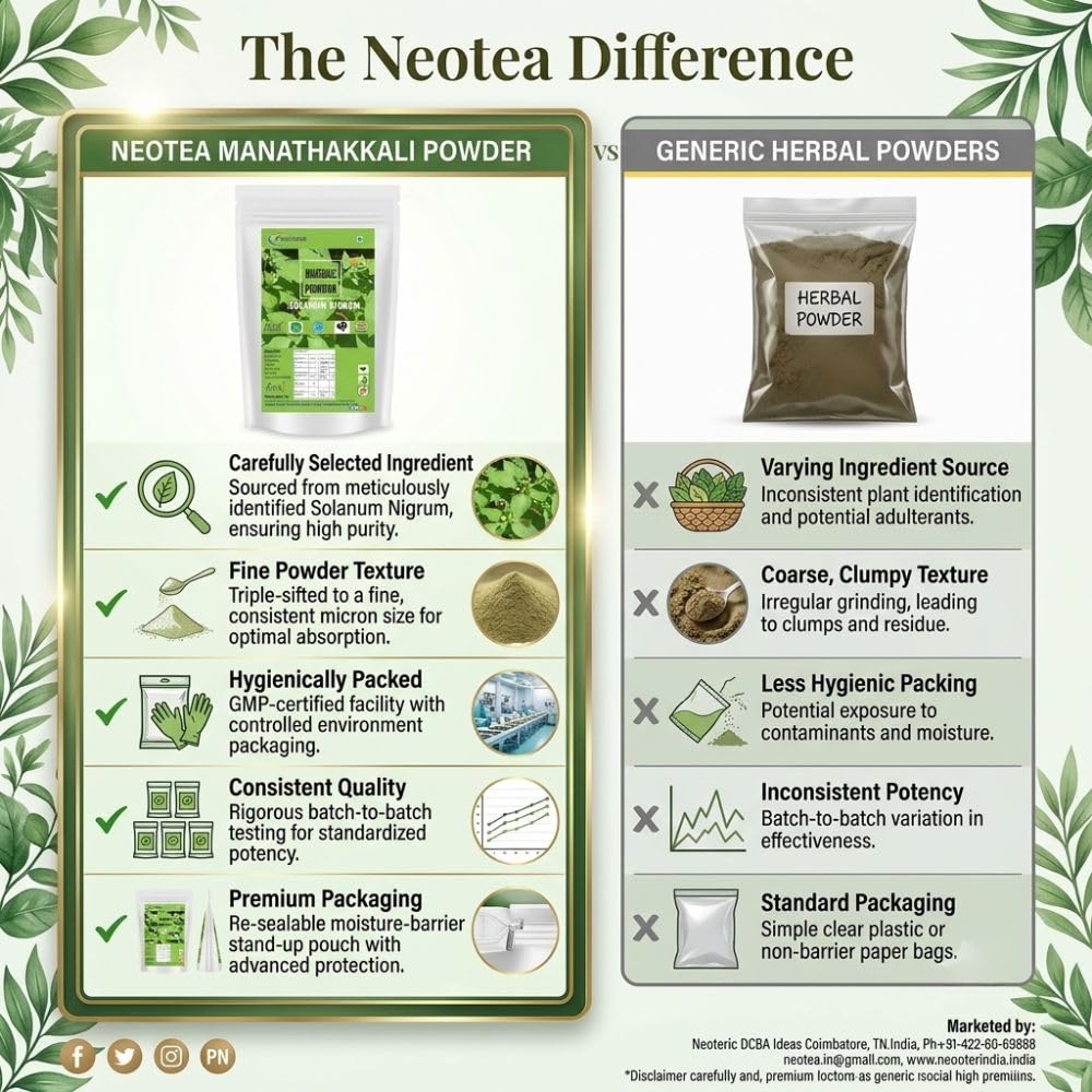 neotea Polvo de Hojas de Manathakkali (Solanum Nigrum) - 300g