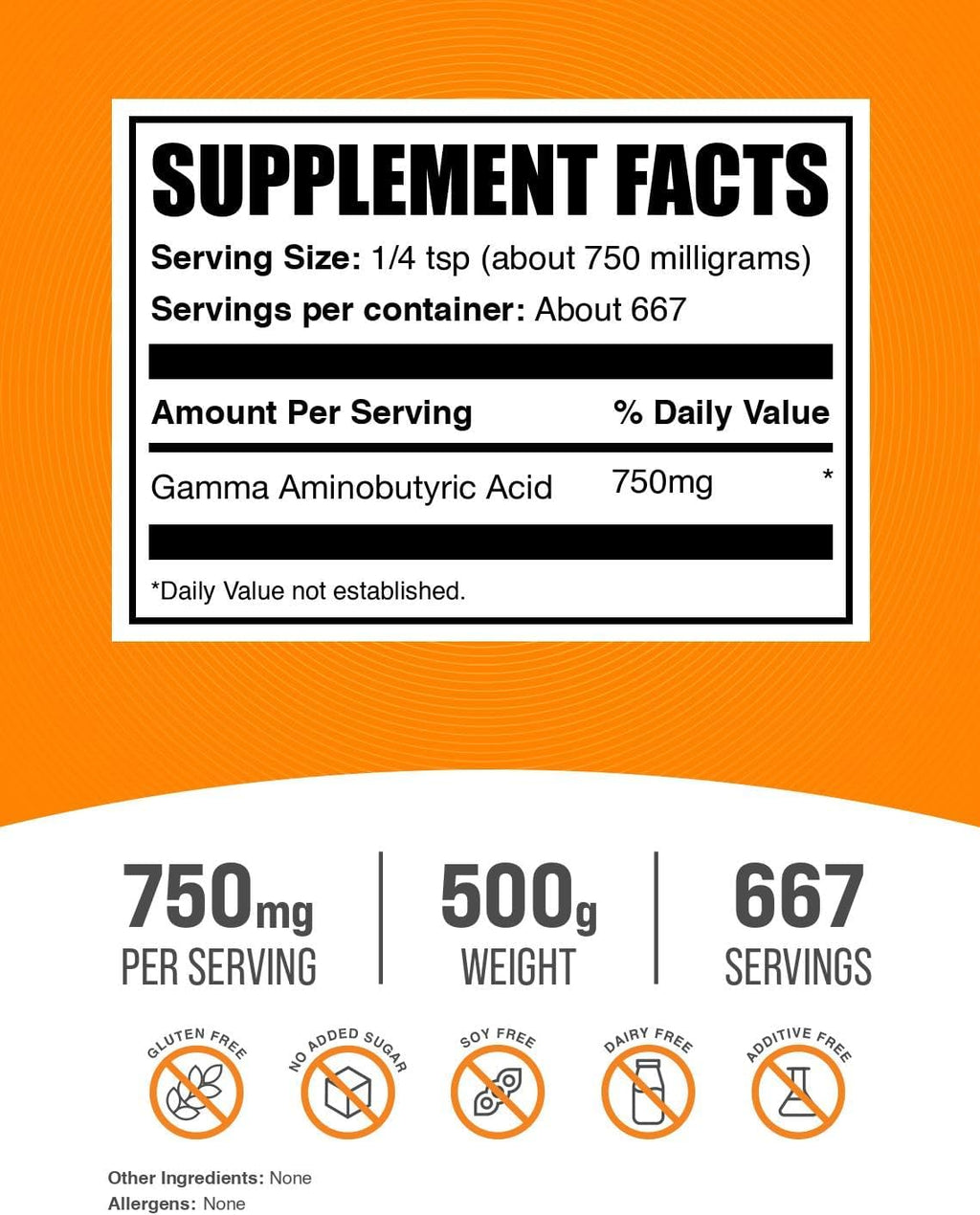 GABA en Polvo 500g (1.1 lbs) - BulkSupplements