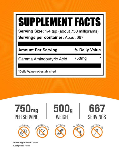 GABA en Polvo 500g (1.1 lbs) - BulkSupplements – Image 2