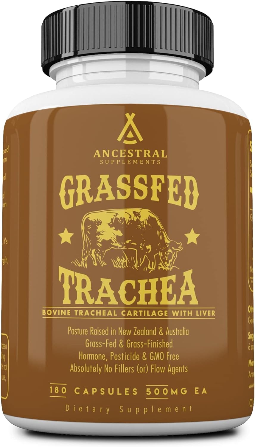 Ancestral Supplements Cartílago Traqueal de Res con Hígado, 3000mg, 180 Cápsulas