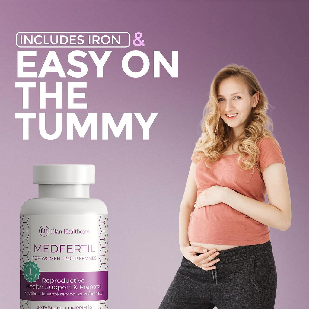 MedFertil Fertility Support – Vitaminas prenatales con hierro, Myo-Inositol, ácido fólico y vitaminas B, 30 comprimidos