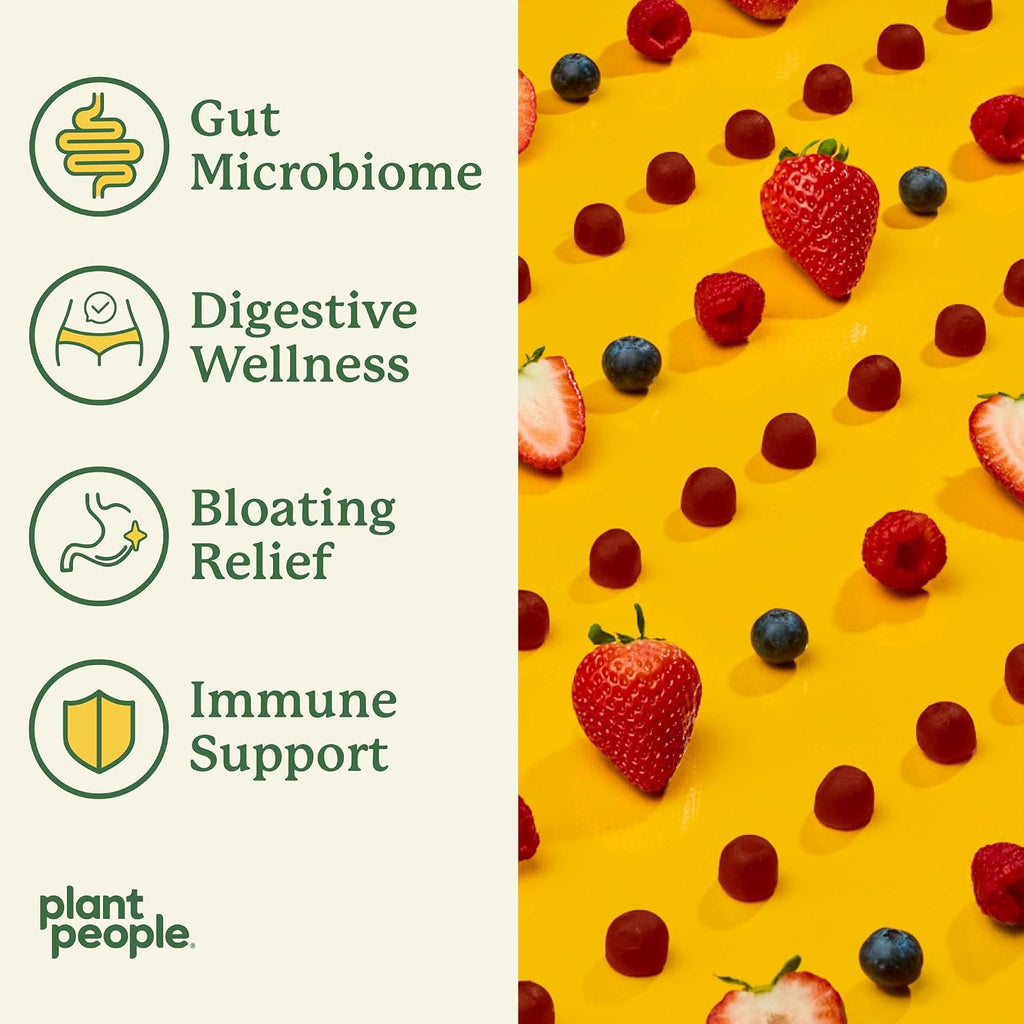 Plant People WonderBiome 2-in-1 Prebiótico + Probiótico en Gomas – Sin Azúcar Vegano – 60 Unidades