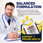 Gominolas de Metilfolato L con B12 Metilada - 5-MTHF 15 mg + Metilcobalamina 1000 mcg - 60 Gominolas Sin Azúcar