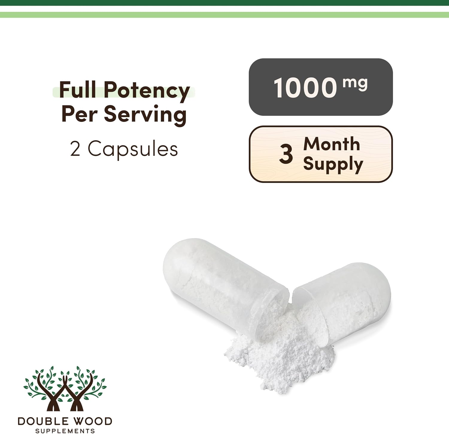 Double Wood Supplements TMG Trimethylglycina - 99%+ Pureza - 1000mg, 180 Cápsulas