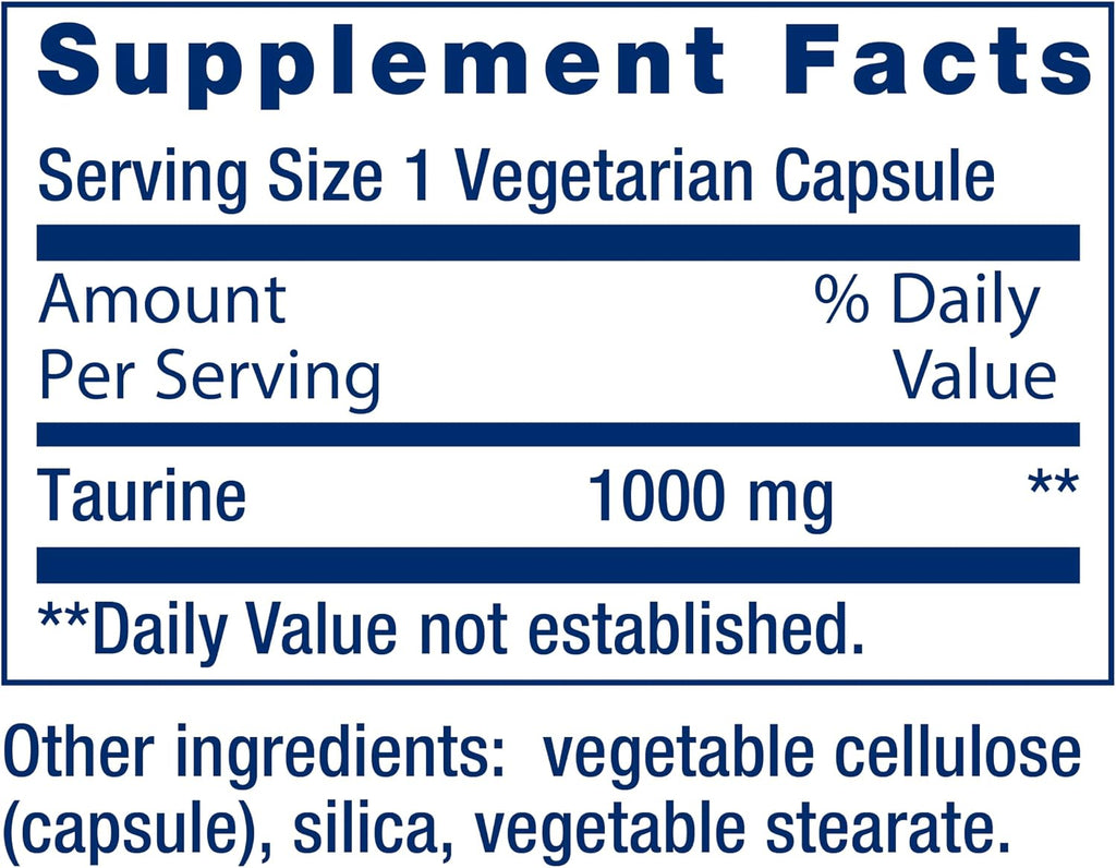 Life Extension Taurina, 1000 mg, 180 Cápsulas Vegetales