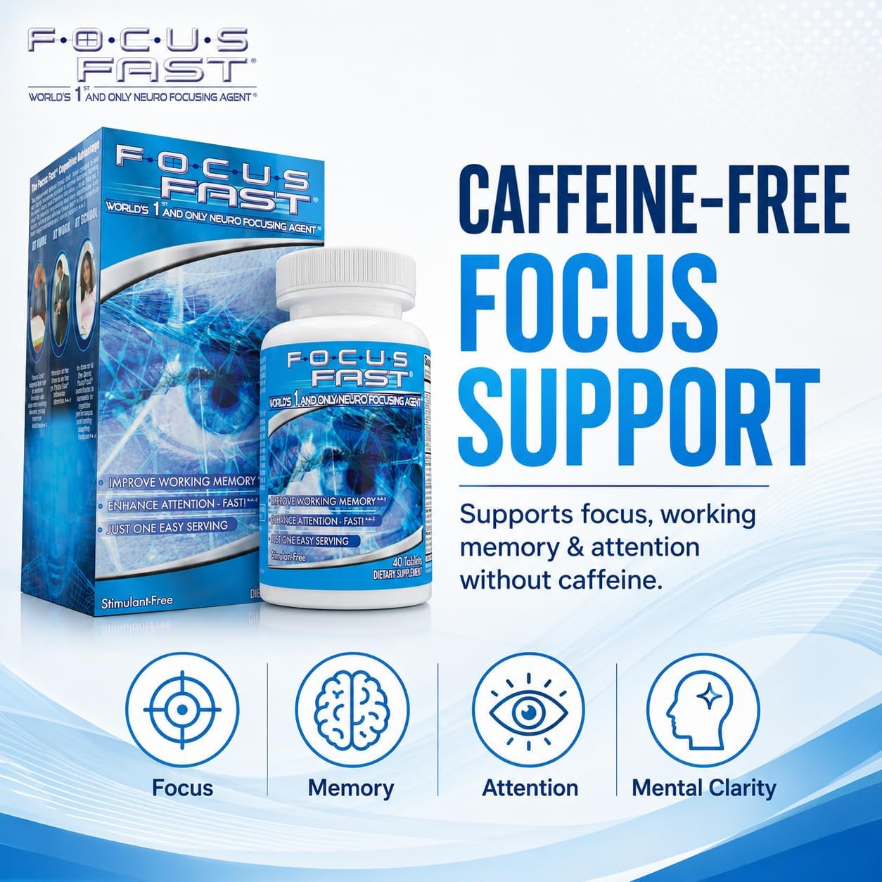 Focus Fast Brain Supplement - Mejora la Memoria, Concentración y Cognición