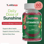 YUM-V's Gomitas de Vitamina D3 para Niños - 1000 UI - 60 Gomitas