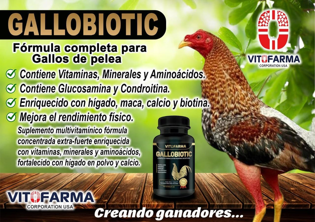 VITOFARMA Gallobiotic Multivitamínico Natural para Gallos y Gallinas, 100 Comprimidos