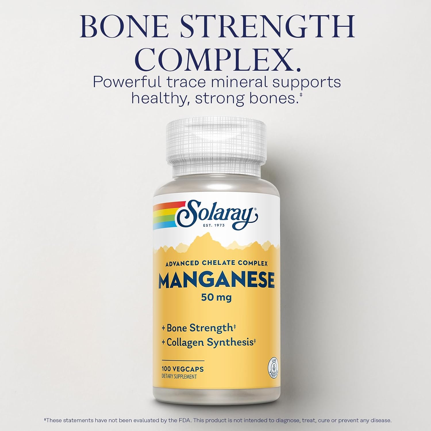 Solaray Manganese 50 mg – 100 Vegan Capsules – Mineral Supplement for Bone Health