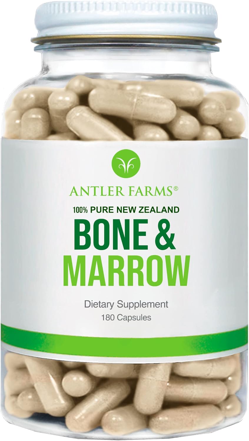 Antler Farms - 100% Hueso y Médula de Nueva Zelanda, 180 Cápsulas, 750mg - Extracto de Hueso Entero de Vacas Alimentadas con Pasto