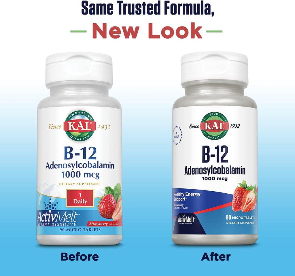 KAL Vitamina B12 Adenosilcobalamina 1000 mcg - 90 Comprimidos ActiveMelt