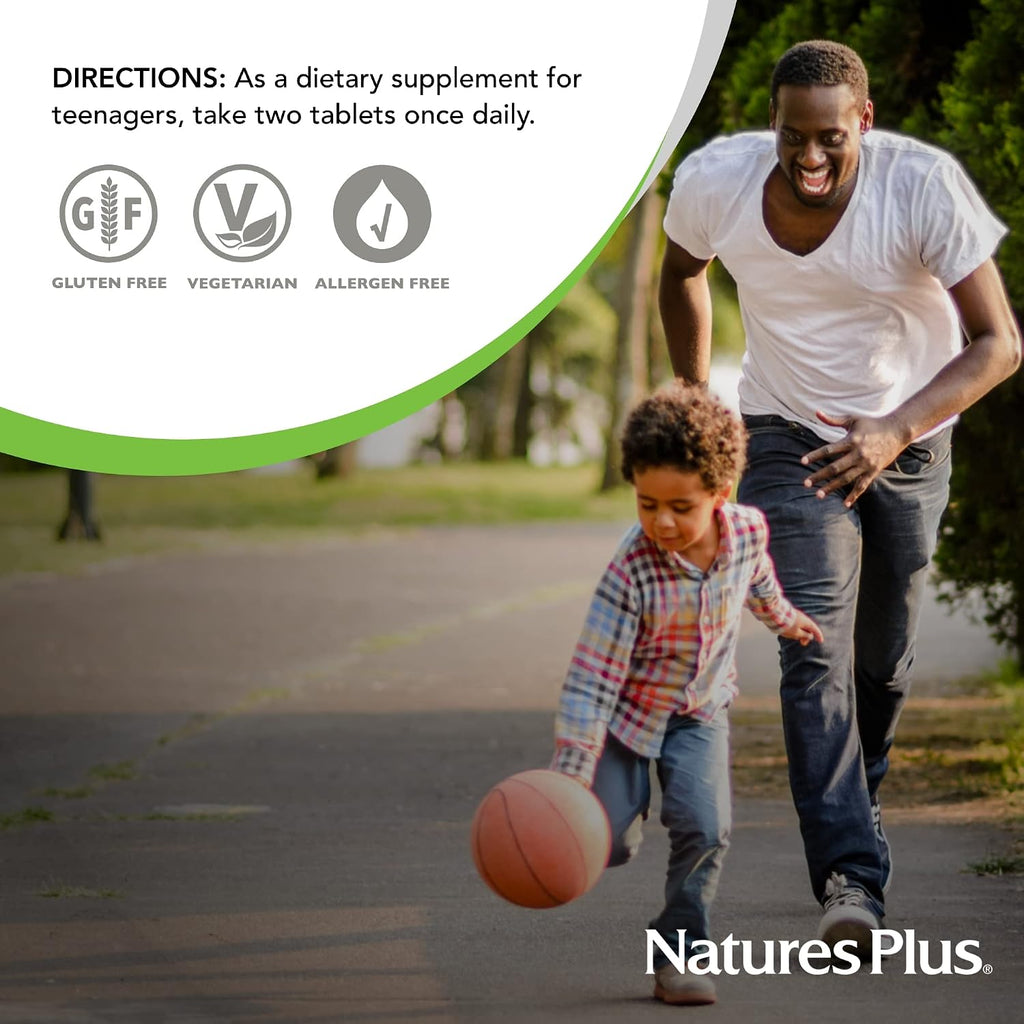 NaturesPlus Source of Life Power Teen - Teen Multivitamin with Minerals and Whole Foods - 180 Vegetarian Tablets