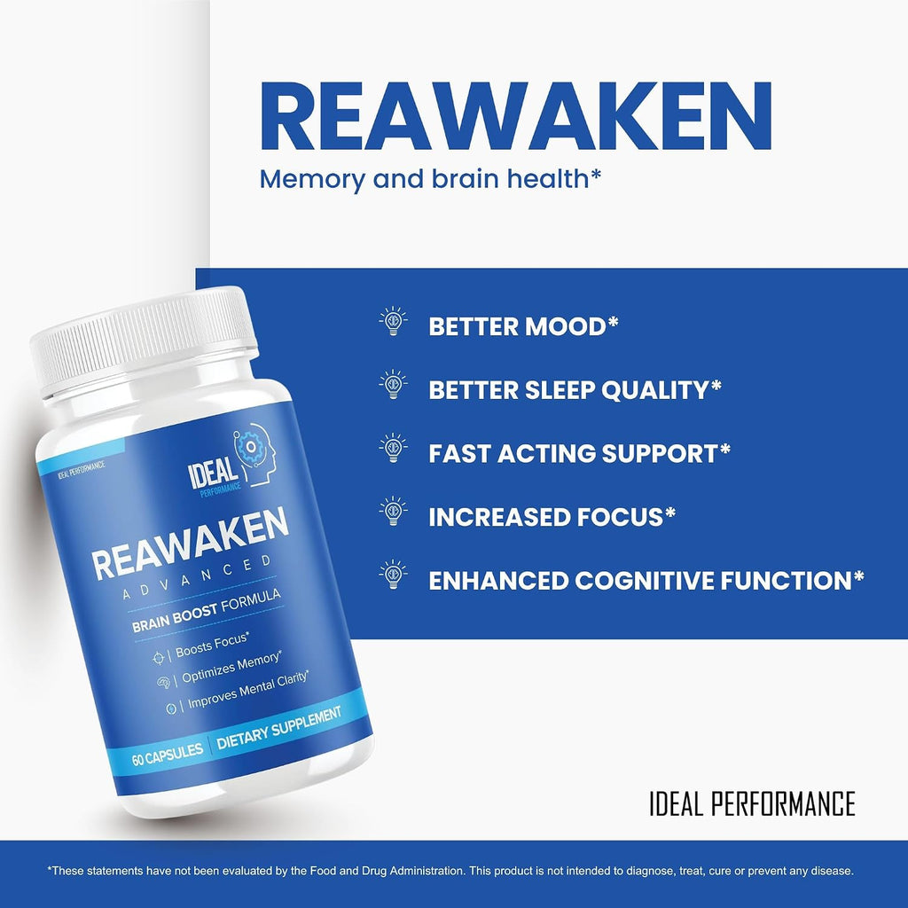 Reawaken Brain Boost - Complemento para la Memoria - Fórmula Avanzada (2 Paquetes, 120 Cápsulas)