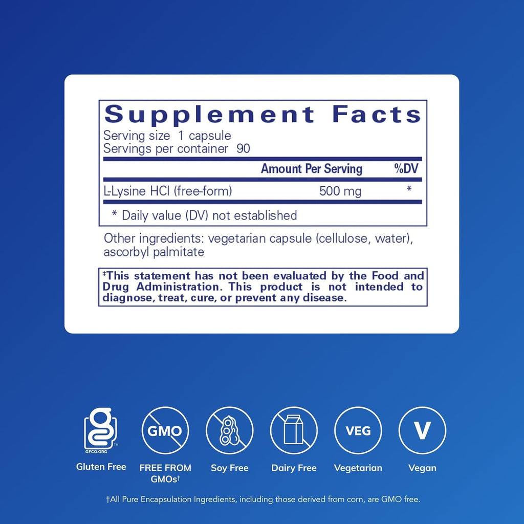 Pure Encapsulations L-Lysine - 90 Capsules