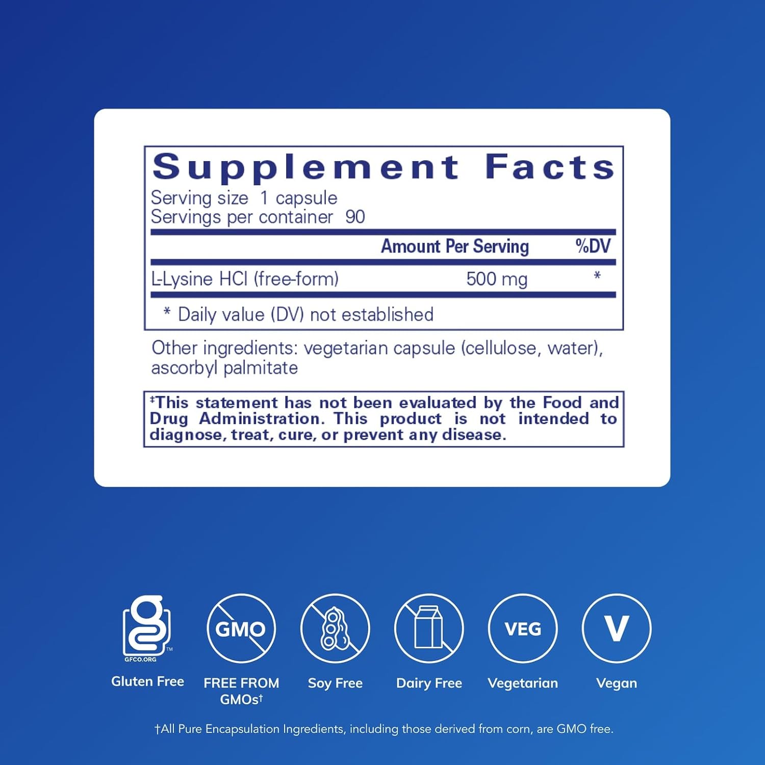 Pure Encapsulations L-Lysine - 90 Capsules